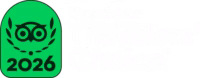 Tripadvisor TC Badge + Travelers’ Choice Left Aligned White - L logo